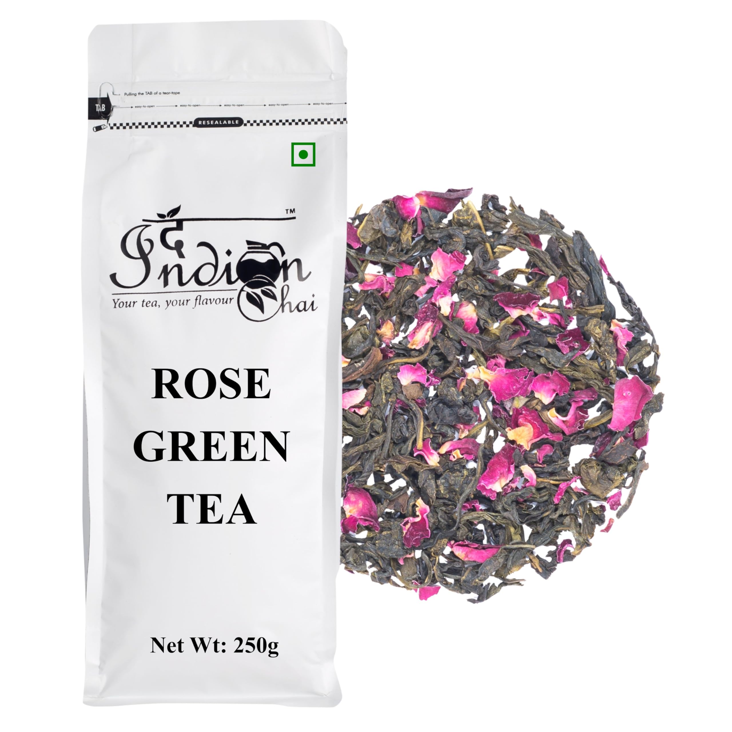 

The Indian Chai - Rose Green Tea 250g, Bulk pack, with Gulab Rose Petals for Glowing Skin, Rich in Vitamin C, Natural Stress Buster, Helps w