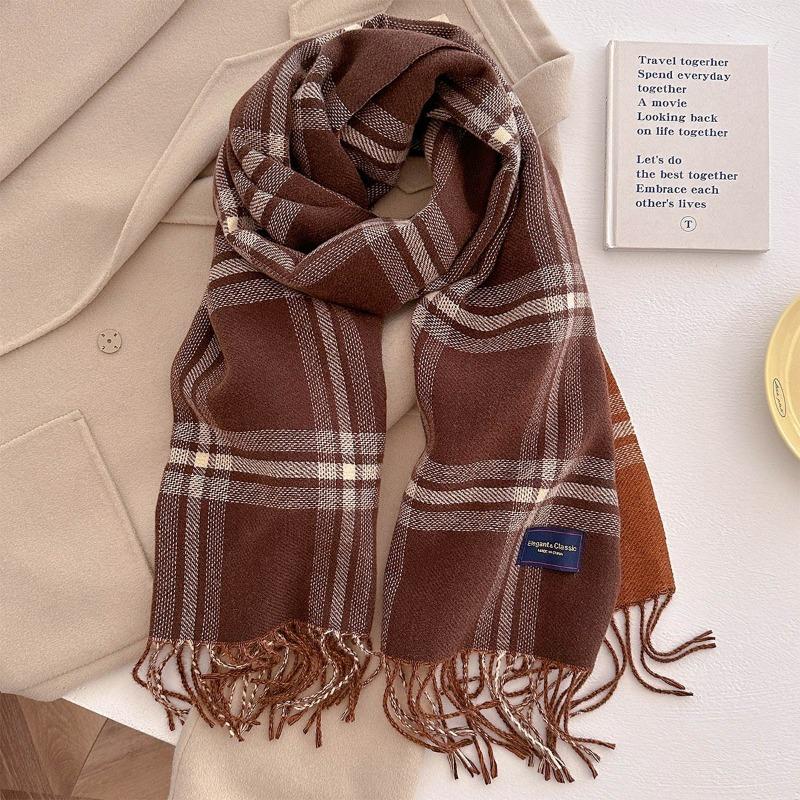 Autumn and winter new versatile scarf women's thickened woven thick beard fringed warm scarf imitation cashmere shawl