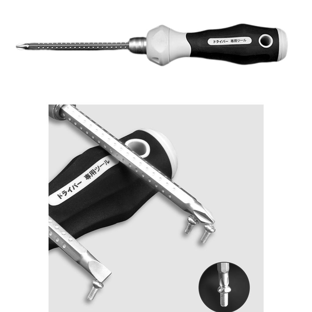 Double-Use Screwdriver Removable Hand Tool Chrome Vanadium Steel Repair Tool Handle Flathead Screw Driver
