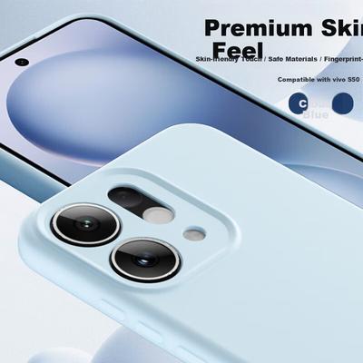 Compatible with Vivo S50 Phone Case Vivo S50 Premium Liquid Silicone Soft Case Full Coverage Lens Protection Shockproof Simple Cloud Blue