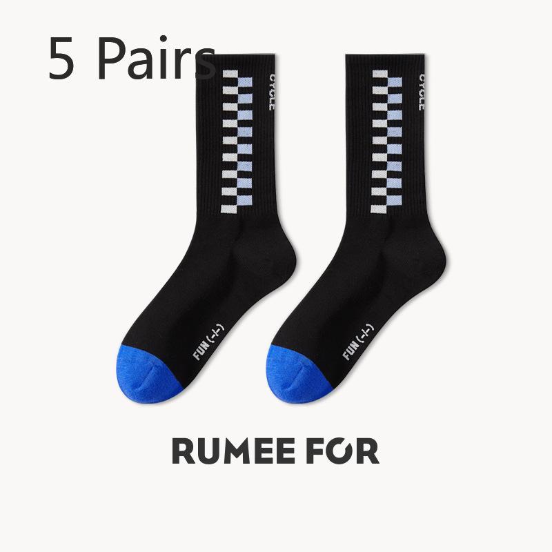 5 Pairs of Female Spring and Autumn Style Deodorant Sports Letter Striped Student Tube Socks