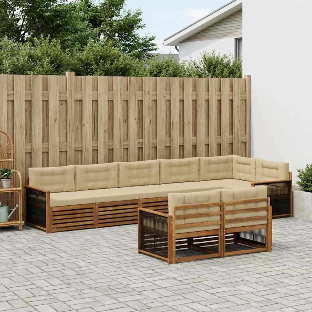 Outdoor Sofa Set with Cushions 8 pcs Natural and Beige