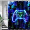 Boys' Dinosaur Monster Truck Shower Curtain Speed Racing Cars with Dinosaurs Print Waterproof Fabric Bath Curtain with Hooks