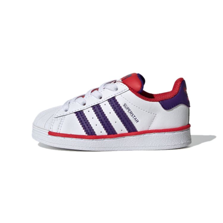 Adidas Originals Superstar El Comfortable Shock Absorbing Durable Low Top Sneakers Baby Sneakers White Purple FV3661