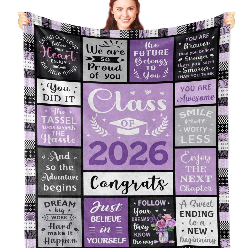 Graduation Blessings Quotes Blanket Printed Nap Blanket Sofa Flannel Blanket Graduation Season Gift