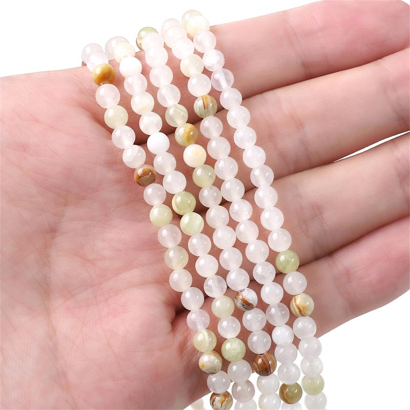 Korálky z přírodního kamene 4/6/8/10 mm Bílý Zelený Nefrit Syntetické Kulaté Volné Distanční Korálky Pro Náramek Náhrdelník Vlastní výroba šperků