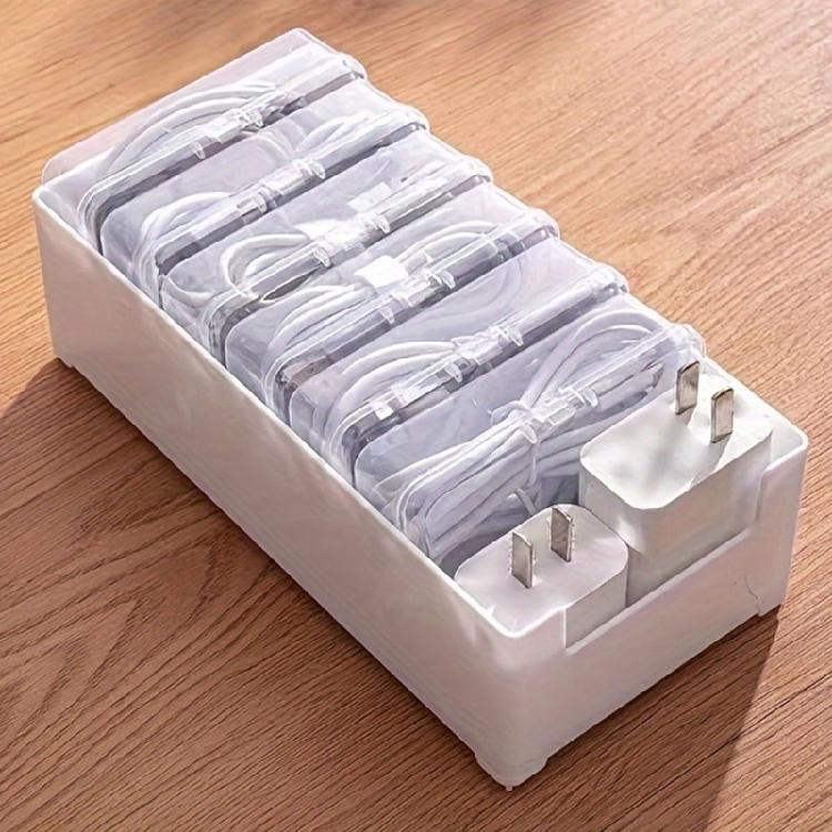 Cutie de Management Cabluri Cutie de Depozitare Cabluri de Date cu Capac Rezistent la Praf Cutie de Depozitare Cabluri cu 7 Compartimente Detașabile Cutie