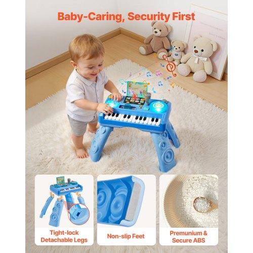 VEVOR Baby DJ Playset for Toddlers 1-3, Educational Musical Table Toys with 133 Sound Sources, Recording and LED DJ Turntable