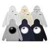 Mens Hooded Zip-Up Fleece-Lined Sweatshirt With Letter Print Casual Oversized Pullover Winter Jacket
