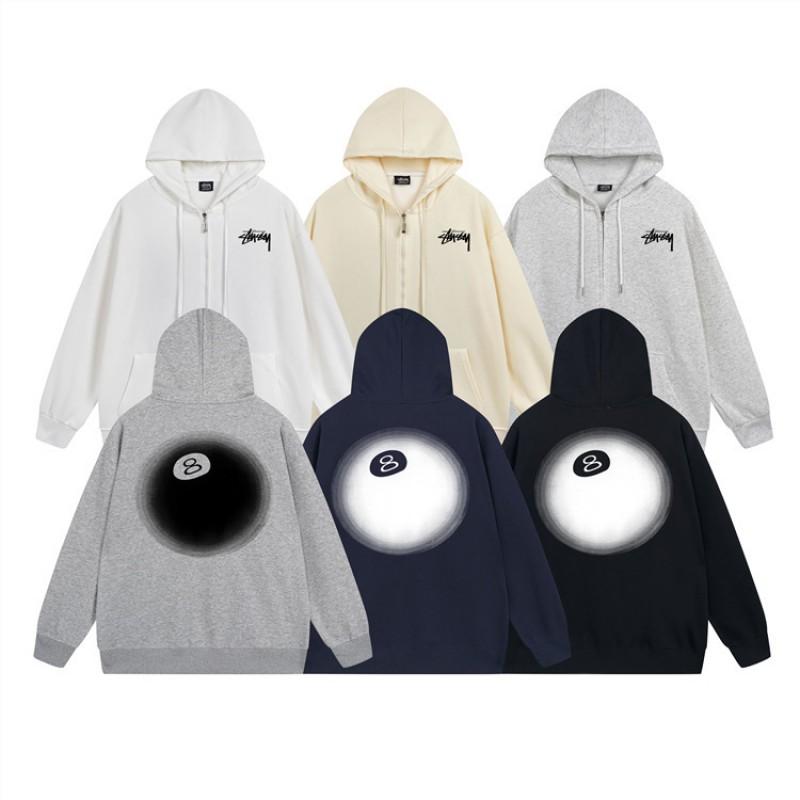 Mens Hooded Zip-Up Fleece-Lined Sweatshirt With Letter Print Casual Oversized Pullover Winter Jacket