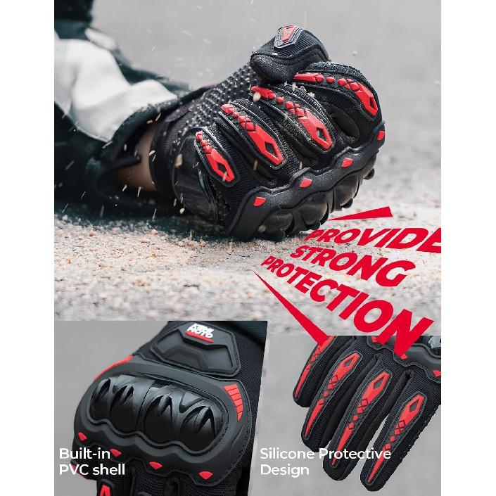 KEMIMOTO Motorcycle Gloves For Men/Women, Touchscreen Dirt Bike Gloves With Shell, Anti-Slip For Motorbike, Riding, Racing, Cycling, Dirt Bike, ATV,