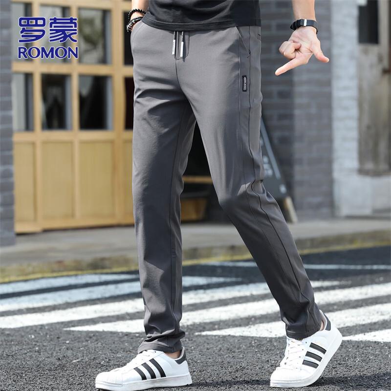 ROMON Men's Winter Business Casual Straight-Leg Trousers