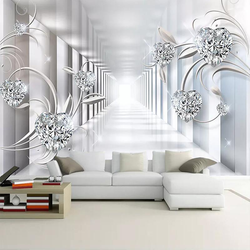 Custom Wall Mural Photo Wallpaper Non-woven 3D Abstract Space Flower Pattern Diamond Jewelry Living Room TV Backdrop Home Decor