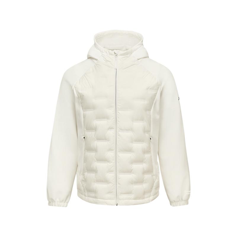 Skechers Lightweight Warm Windproof Hooded Short Down Jacket Men outerwear Cotton-White P425M141-0074 M