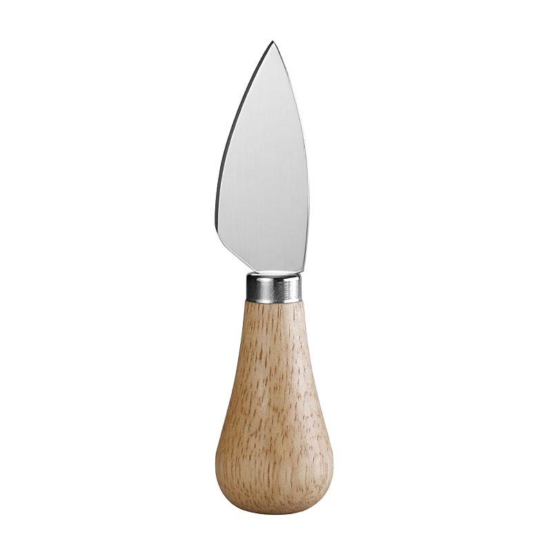 Rubber Wood Handle Stainless Steel Cheese Knife Set: Includes Fork, Spoon, Butter & Cream Knives