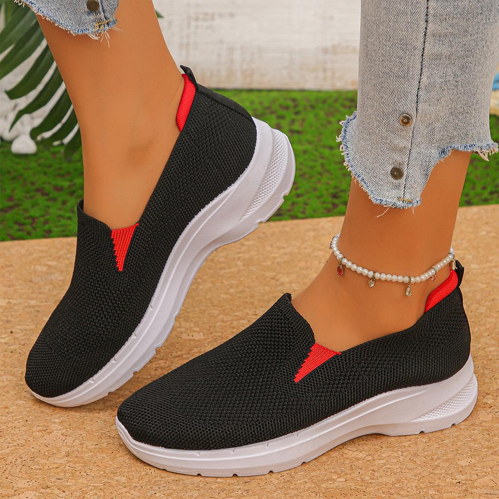 Women's Casual Flats, Breathable Knit Mesh Upper, Soft, Lightweight Shoes