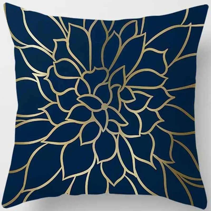 Home Decor Blue Tone Printed Square Pillowcase Car Sofa Cushion Cover