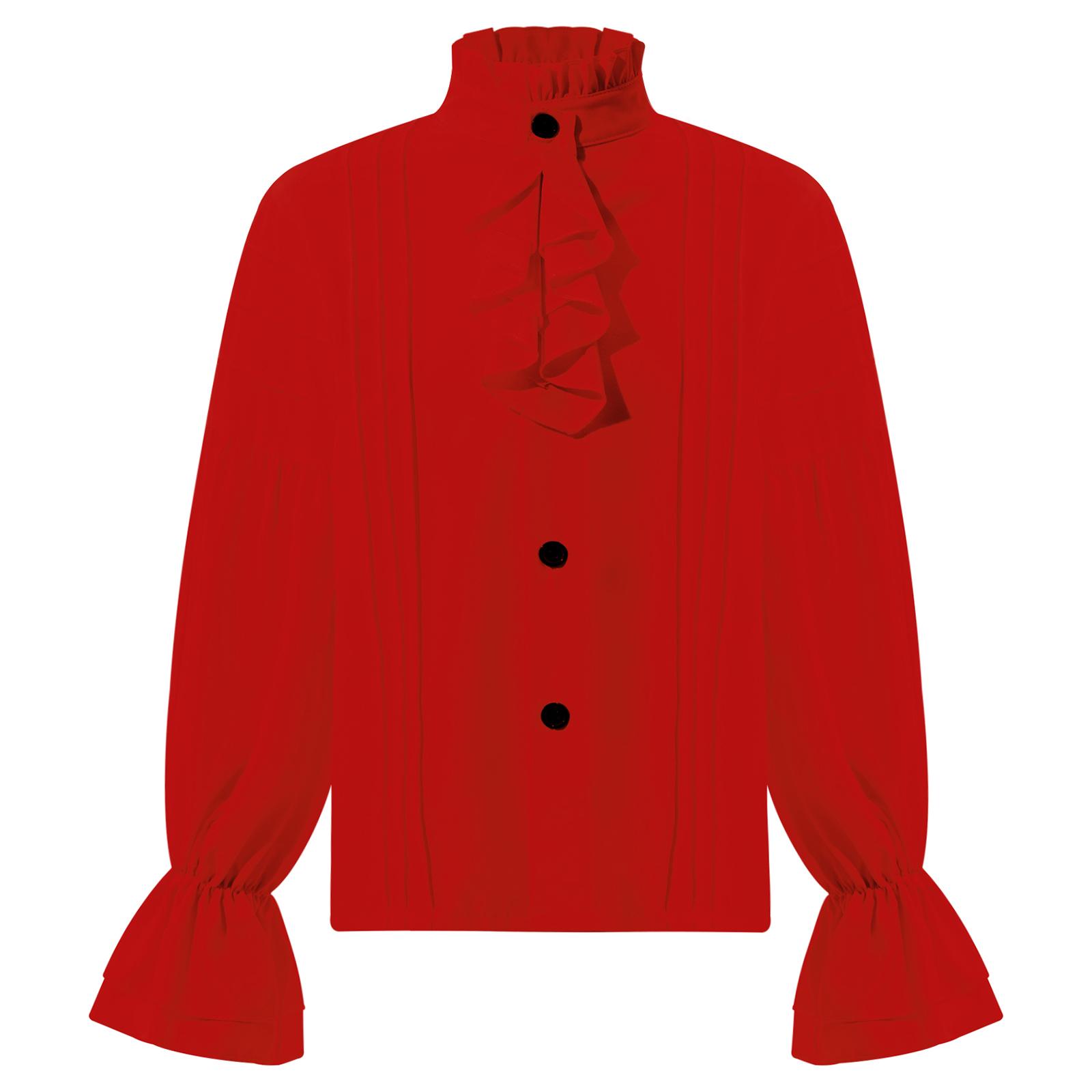 

Kids Renaissance Costume Medieval Victorian Vintage Retro Design Pirate Shirt Flounce Long Sleeve Ruffle Trim Shirt 5-6 Years