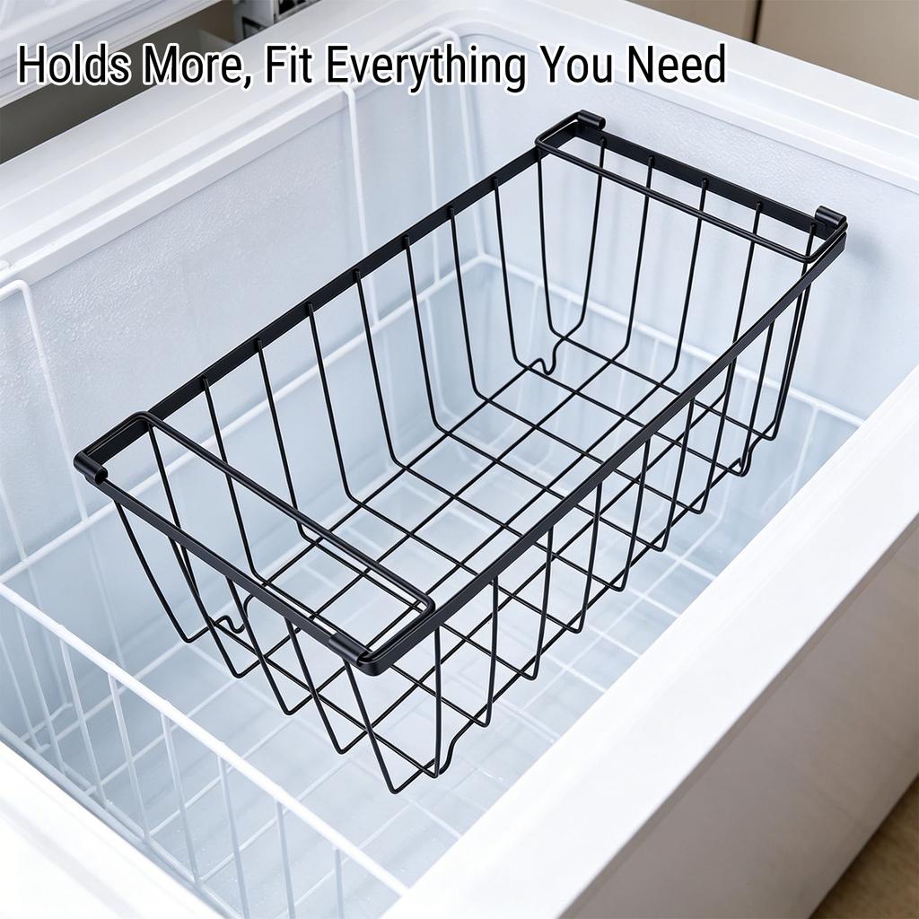 4pcs Freezer Organizer Bins Chest Freezer Storage Baskets with Handles for Sort Frozen Meats Food