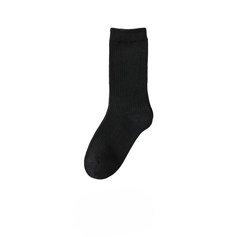 Solid Color Basic Socks for Women, Vertical Boneless Pile Socks, Drawstring Versatile Mid-calf Socks, Autumn Cotton Socks