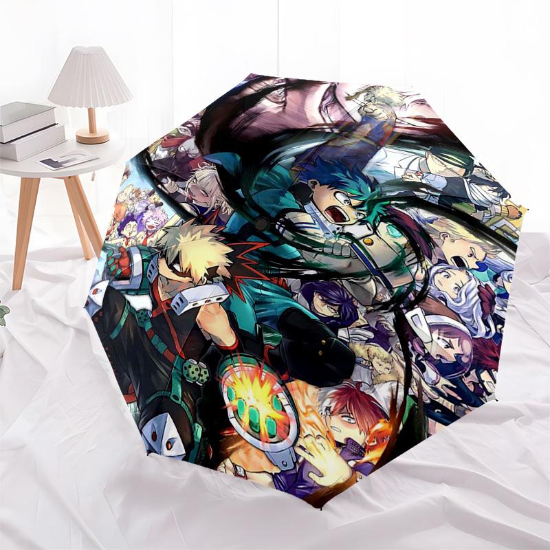 1pc My Hero Academia Boku No Hero Academia Outdoor Umbrella Automatic Opening and Closing Umbrella Portable Three-Fold Design with 8 Iron Ribs Suitabl