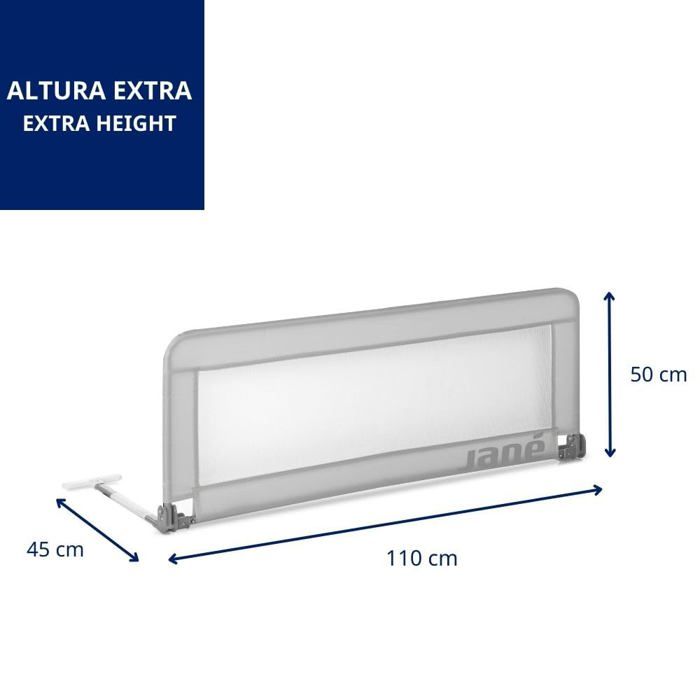 Jané - 050326c01 - jane barriere de lit rabattable avec sac de transport, design extra haut, longueur 110 cm, polyester