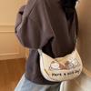 New Commuter Versatile Canvas Shoulder Bag Student Lazy Style Cartoon Cute Underarm Bag Messenger Bag