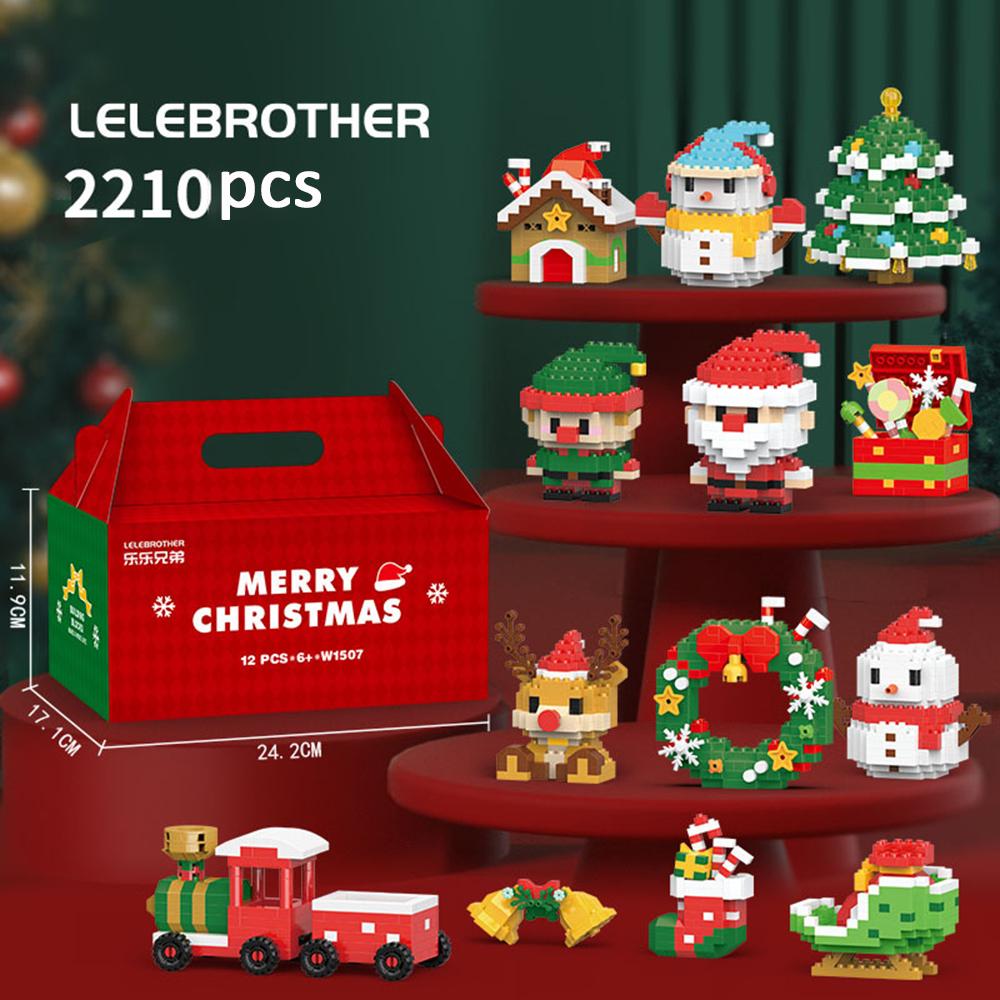 Halloween Party DIY Christmas Building Blocks Snowman Elk Santa Claus Micro Brick Model Xmas Tree Decoration Children Toy Gift