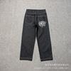 Unisex Streetwear Printed Straight Fit Denim Jeans Loose Comfortable Cotton Pants Casual Wear