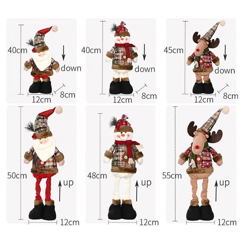 Christmas Dolls Adjustable New Year Ornament Santa Snowman Elk Standing Doll Table Decor for Home Hotel Shopping Mall Xmas Gift