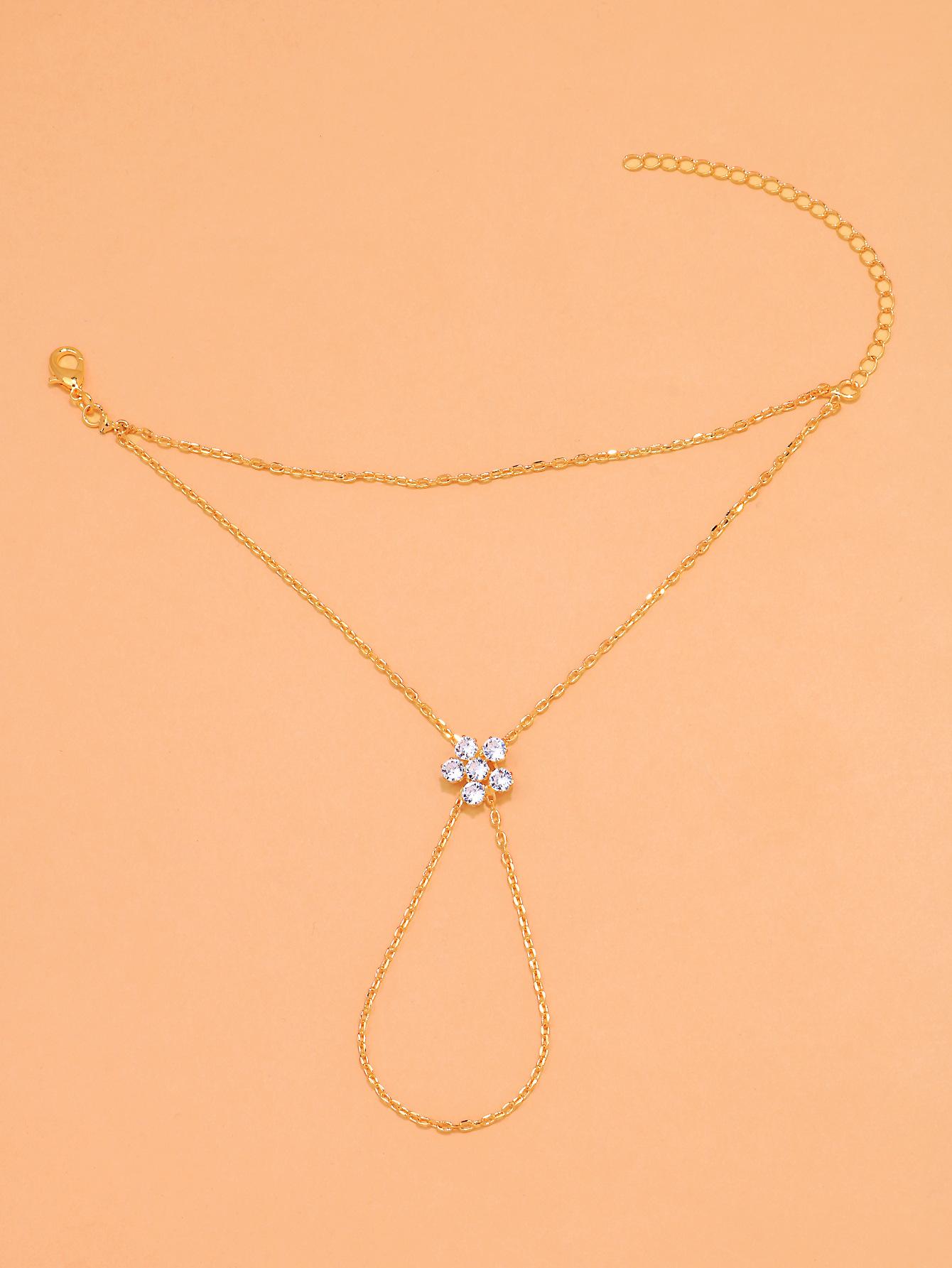 

Simple Fashion Sparkling Zircon Flower Interphalanged Bracelet for Women Exquisite Charm Handback Chain Jewelry Accessories Gift золотий