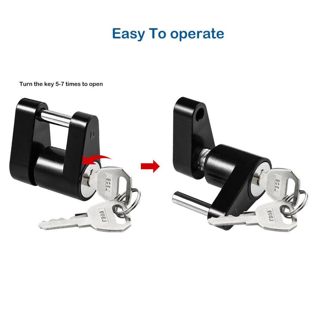 Dia 1/4" Car Trailer Tow Boat RV Truck Van Hitch Hauling Coupler Lock +2 Key Set