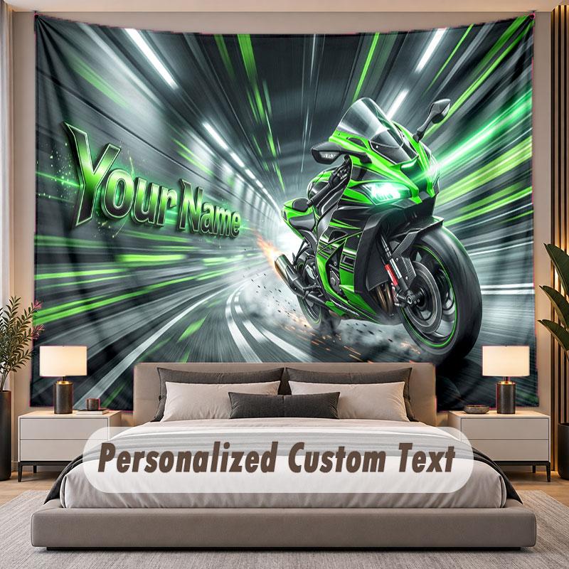 Motorcycle Biker (63) Theme Personalized Tapestry Custom Name Text Wall Hanging Tapestry Home Background Decoration