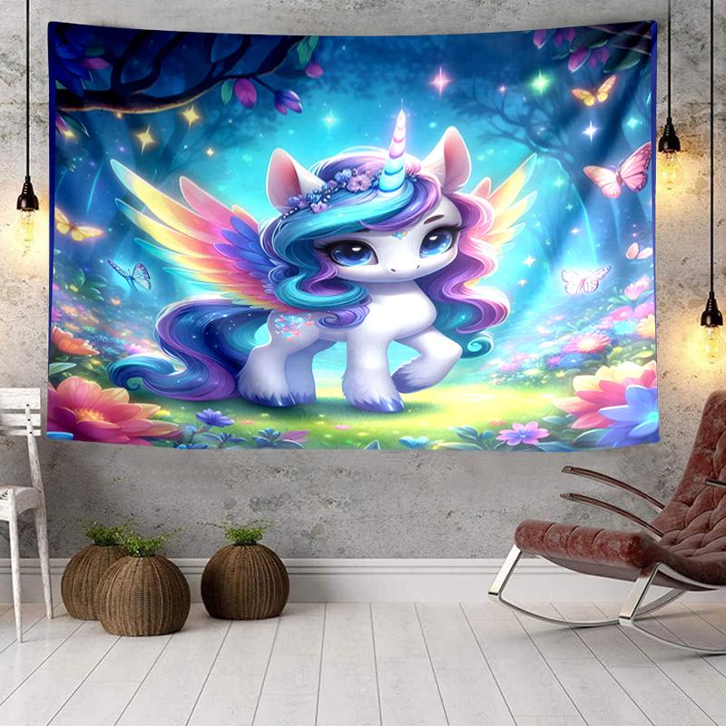 Rainbow Unicorns Garden Tapestry, Unique Design Tapestry, Wall Decor for Bedroom,Livingroom, Playroom,Heartwarming Fan Holiday Gifts