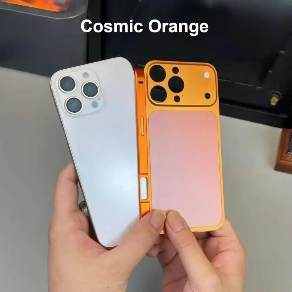 

Original Color Alloy Frame Case For 13 14 15 16 Pro Max Instant Upgrade 17 Pro Max Large Window Cover With Glass Lens Film 16 Pro Max помаранчевий