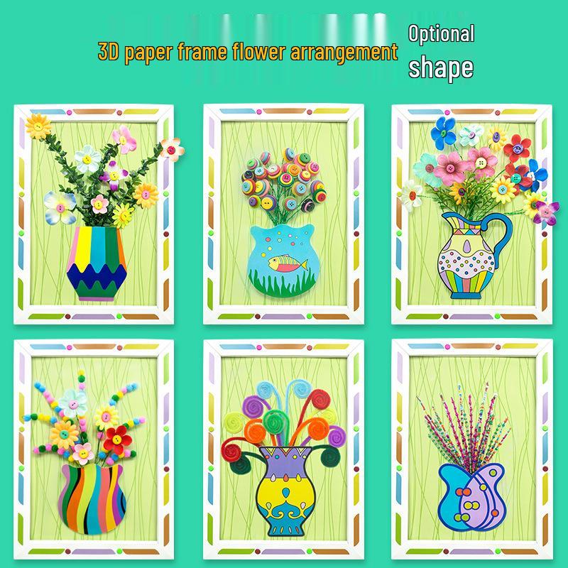 Kids' DIY Pipe Cleaner Flower Bouquet Kit - Ideal for Kindergarten Crafts & Holiday Gifts