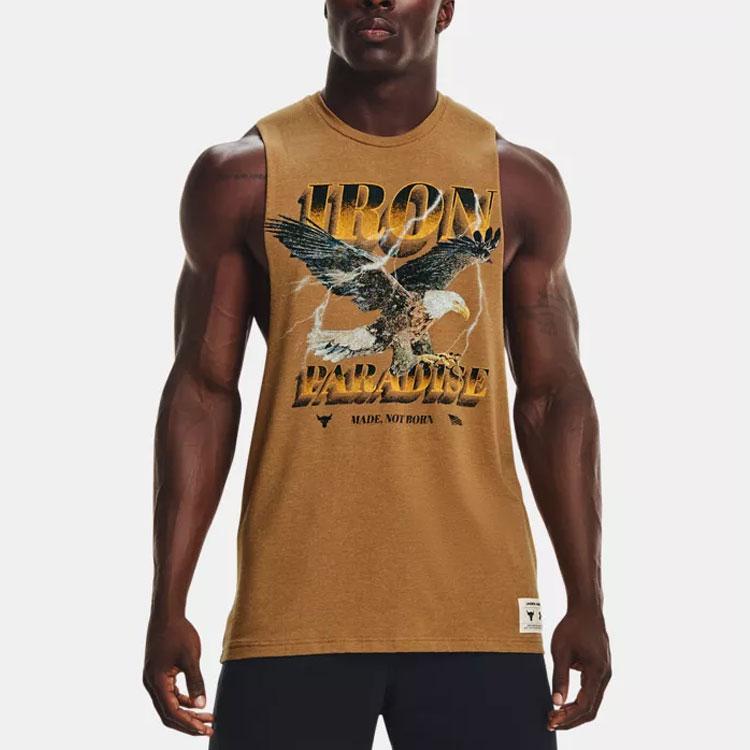 Under Armour Tréninkové tílko s potiskem loga Project Eagle Pánské topy Anticko-hnědá 1369609-277