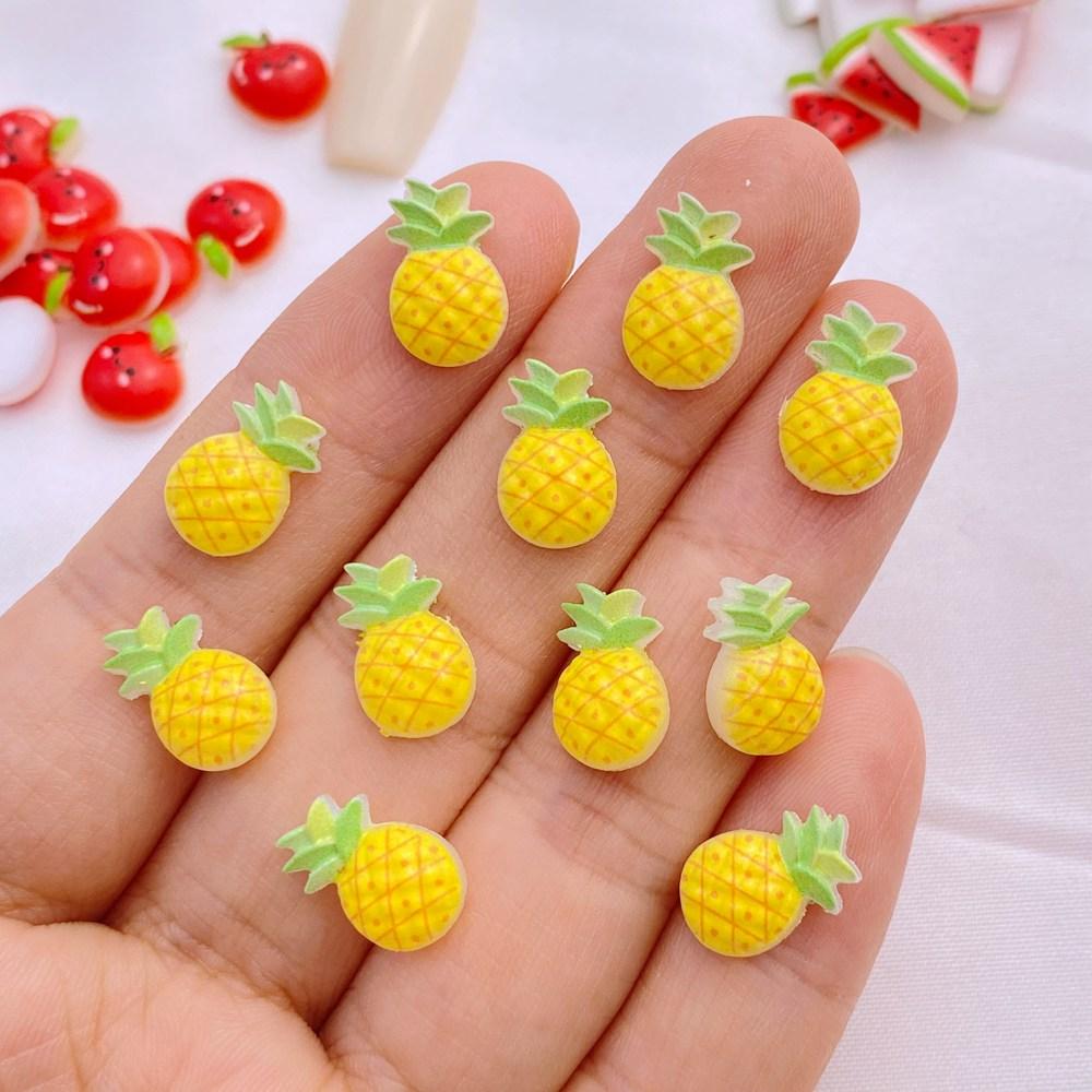 50Pcs New Cute Resin 8-12mm Mini Cherry Watermelon Fruits Series Flat Back Manicure Parts Embellishments For Hair Bows
