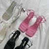 New ArrivalS Open Run Women S Yokamu Square Minimal Black Pink Heel SandalS