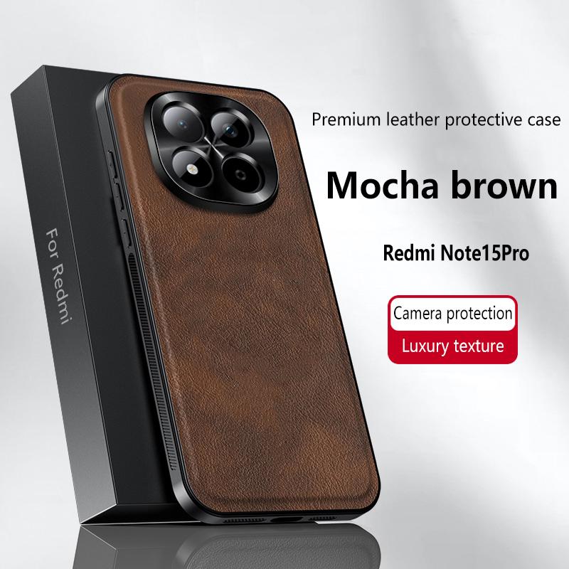 Luxury PU Leather Phone Case For Xiaomi Redmi Note 15 Pro+ 15 Pro Magsafe Magnetic Metal Ring Lens Protection Shockproof Cover
