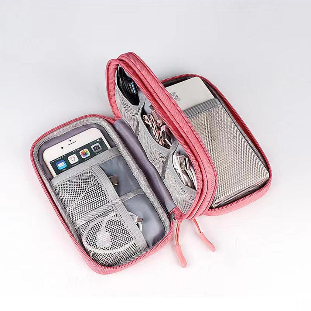 Portable Travel Organizer for Power Banks, Cables, Chargers, and Earphones.