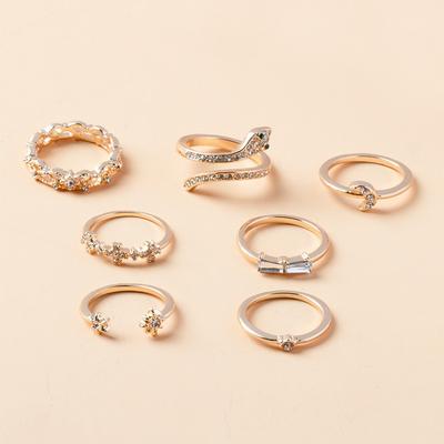 Bohemian Ring Set Jewelry Star Moon Jewelry Alloy Snake Ring Set