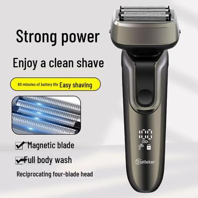 Smart Washable 4-Blade Men's Electric Razor with USB Charging