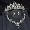 Gorgeous Princess Purple Crystal Bridal Jewelry Sets for Women Tiaras Crown Bride Earrings Wedding Necklace Jewelry Set