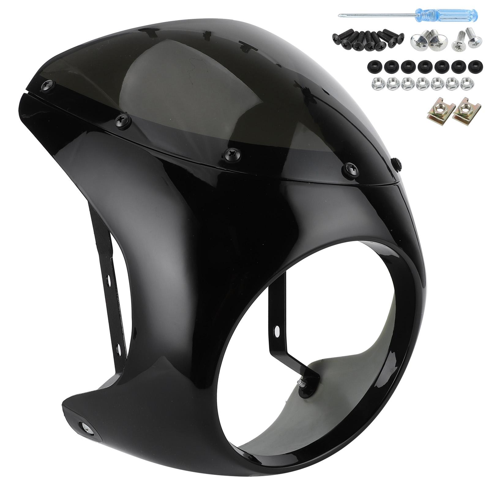 

7-дюймовый обтекатель фар, дефлектор лобового стекла для мотоцикла Glossy Black Black Lens Gloss