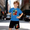 Boys 2 Piece Extreme Off-road Pattern Print Outfit, Short Sleeve T-Shirt and Shorts Set for Kids Age 5-14,Black and White Sporty Casual Summer Clothes