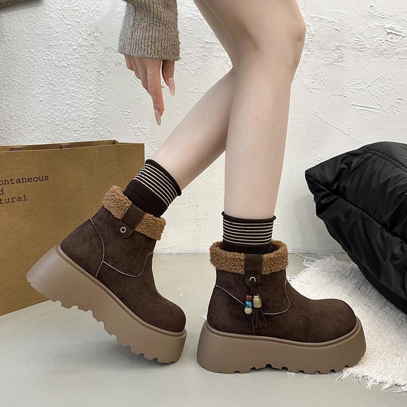 Women's Soft Elastic Winter Warm Cold Padded Snow Boots Thick Soles Non-slip Wear Outdoor Leisure Sports Furry Mouth Cotton Boots