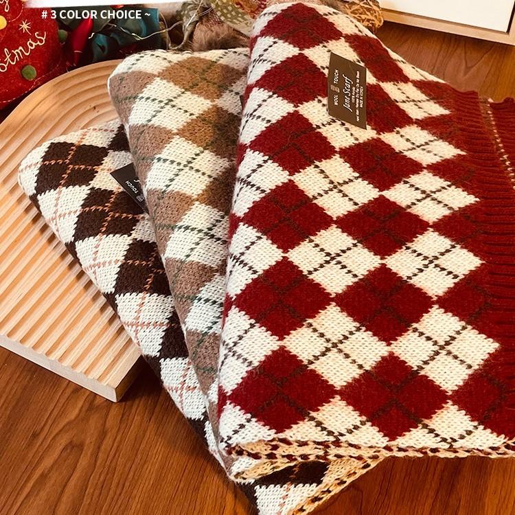 Christmas scarf Winter women's red plaid versatile high-end soft waxy wool scarf Fashion New Year's shawl Keep warm