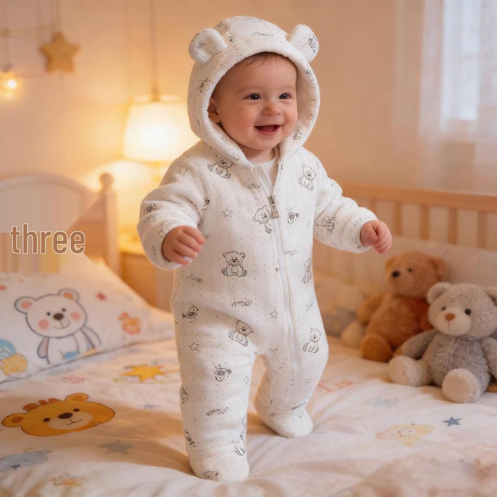 Unisex Baby Flannel Jumpsuit - Warm, Thickened Autumn/Winter Crawling Outfit for Newborns & Toddlers