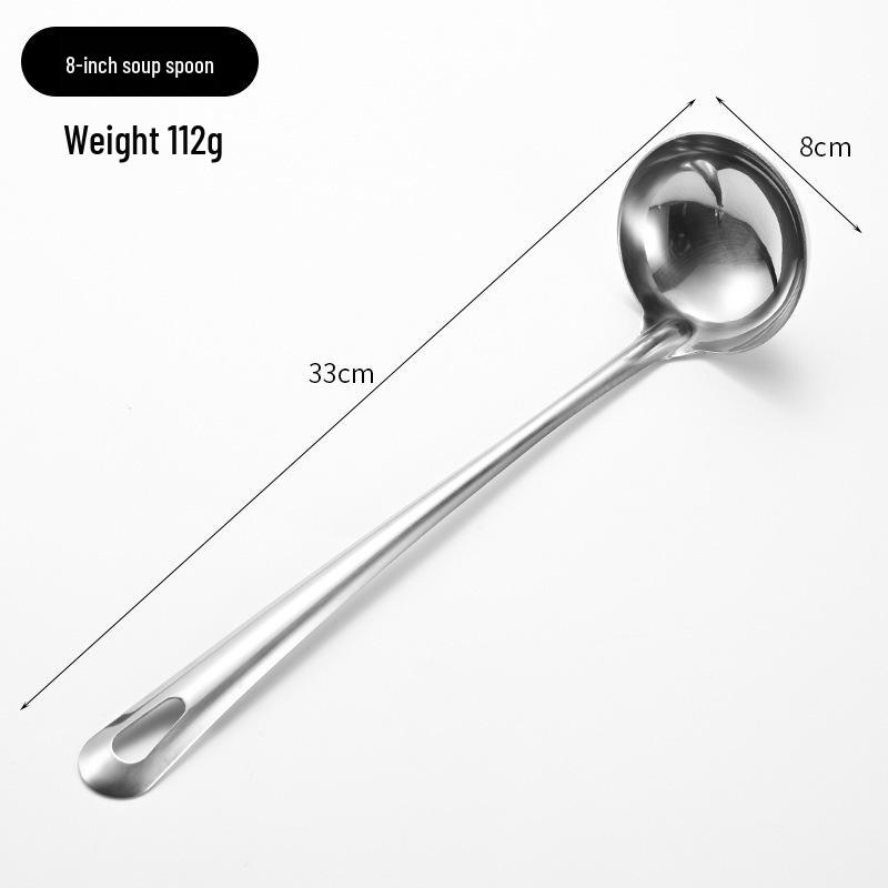 Stainless Steel Deep Bottom Soup Ladle and Strainer for Serving Soup and Porridge in Restaurants and Kitchens.